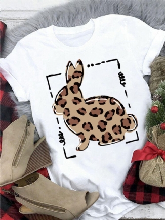 Bunny Print Kurzarm Plus Size Lässiges T-shirt Für Frauen