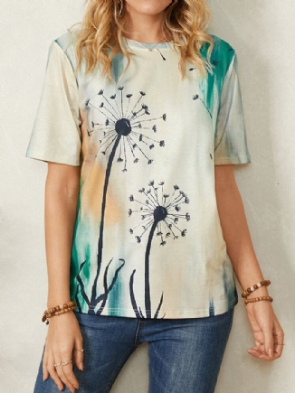 Damen Plant Ombre Print Lässige Kurzarm-t-shirts Mit Rundhalsausschnitt