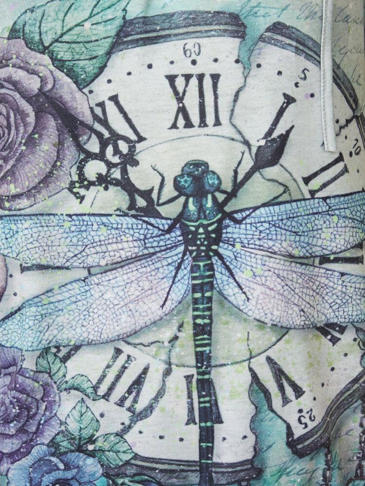 Frauen Calico Dragonfly Print V-ausschnitt Bandage Lässige Kurzarm-t-shirts