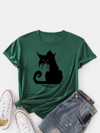 Frauen-karikatur-katzen-druck-rundhals-lässige Kurzarm-t-shirts