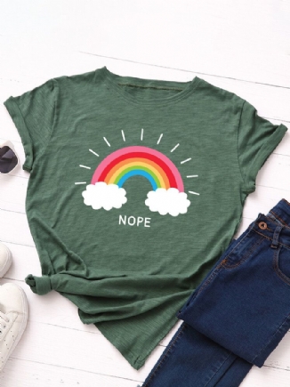 Frauen-regenbogen-buchstaben-druck-o-ansatz-kurzarm-beiläufige T-shirts