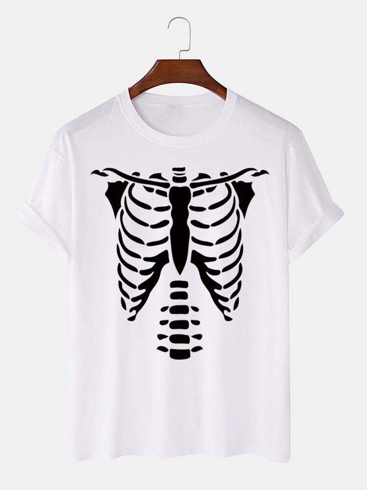 Halloween Skeleton Bones Bedrucktes T-shirt Aus 100 % Baumwolle Für Herren