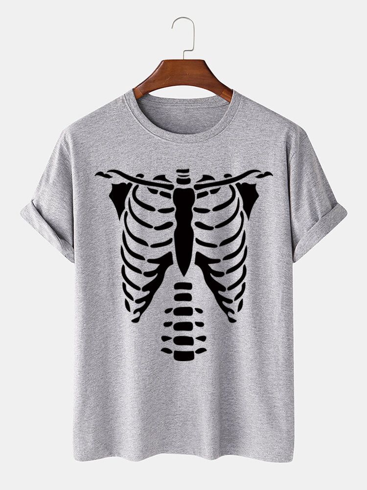 Halloween Skeleton Bones Bedrucktes T-shirt Aus 100 % Baumwolle Für Herren