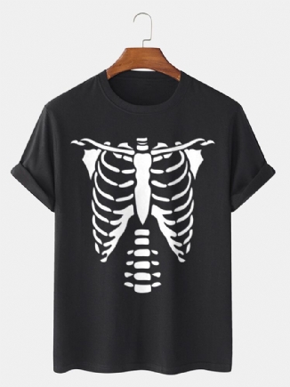 Halloween Skeleton Bones Bedrucktes T-shirt Aus 100 % Baumwolle Für Herren