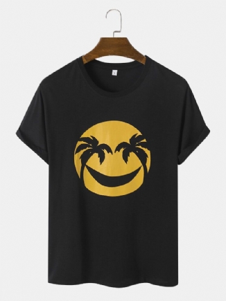 Herren Baumwolle Smile Face Print Graceful Leisure Alle Aufeinander Abgestimmten T-shirts