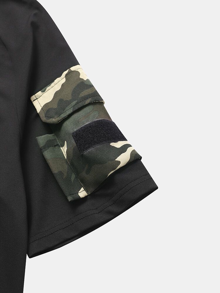 Herren Camo Doppeltaschen Mit Klettverschluss Lässiges Hautfreundliches Kurzarm-t-shirt