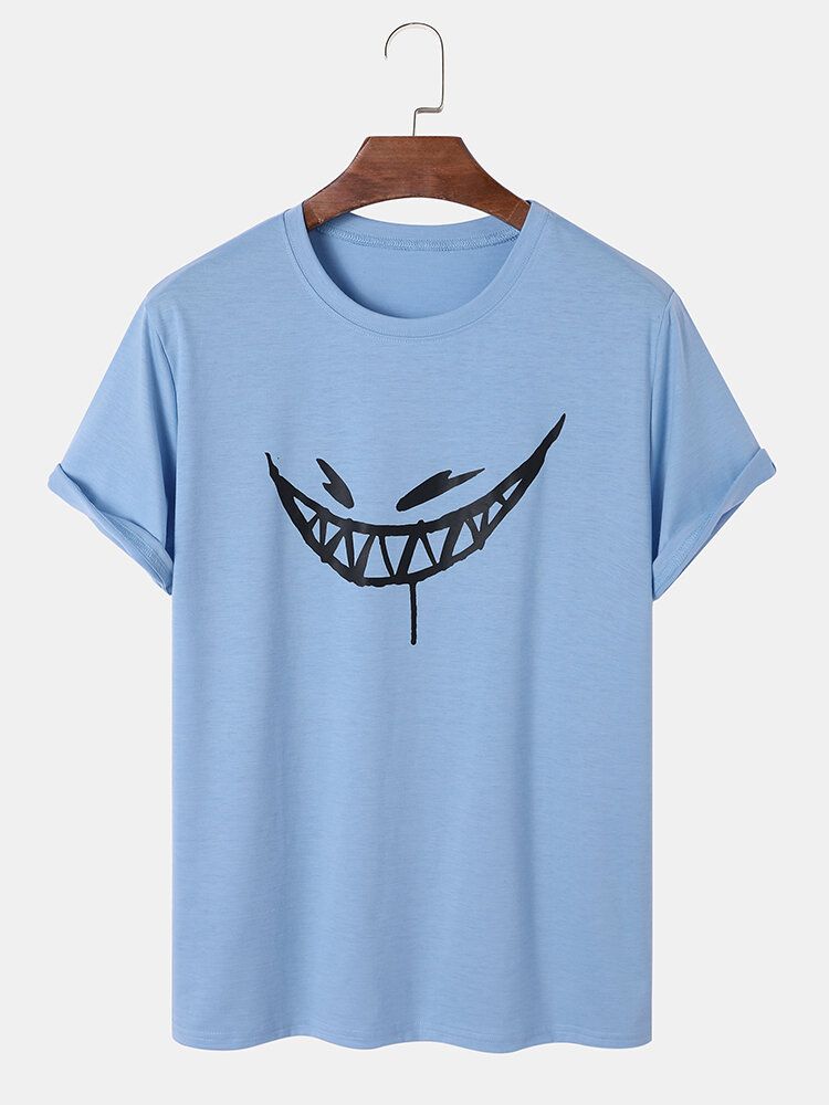 Herren Evils Smile Print Saumbündchen Alle Aufeinander Abgestimmten Hautfreundlichen T-shirts Mit Rundhalsausschnitt