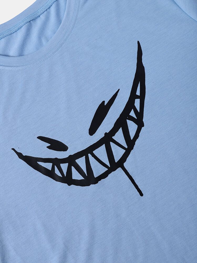 Herren Evils Smile Print Saumbündchen Alle Aufeinander Abgestimmten Hautfreundlichen T-shirts Mit Rundhalsausschnitt