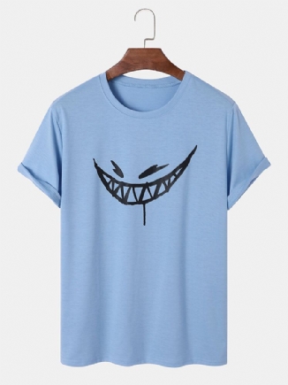 Herren Evils Smile Print Saumbündchen Alle Aufeinander Abgestimmten Hautfreundlichen T-shirts Mit Rundhalsausschnitt