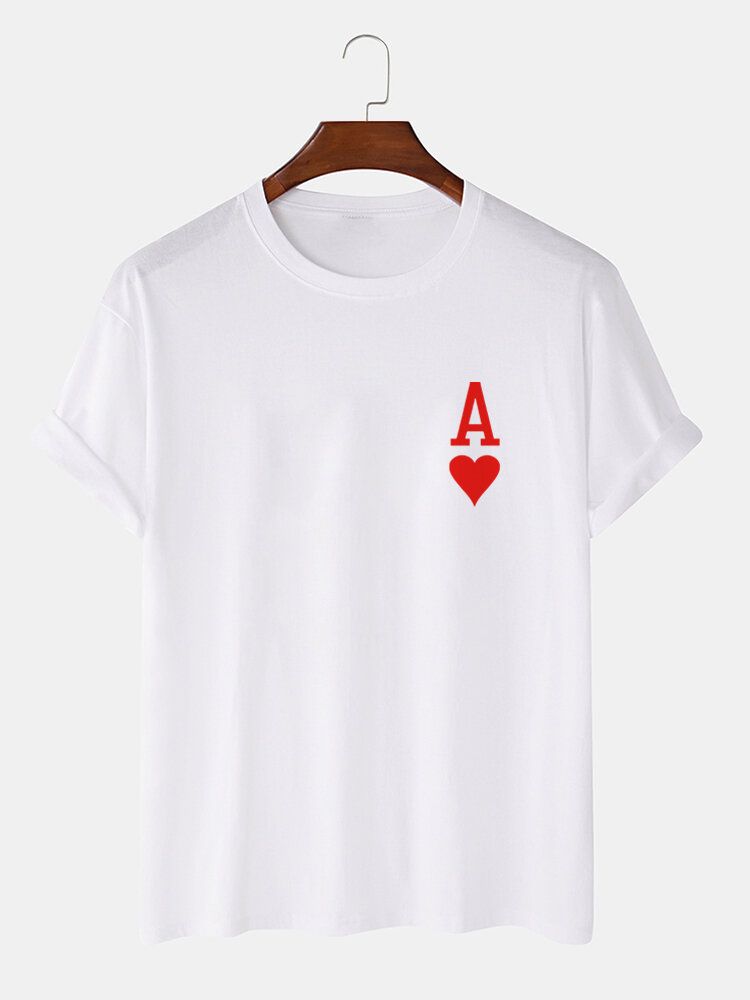 Herren-herz-ass-poker-aufdruck Kurzarm-t-shirts Aus 100 % Baumwolle