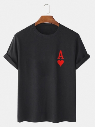 Herren-herz-ass-poker-aufdruck Kurzarm-t-shirts Aus 100 % Baumwolle