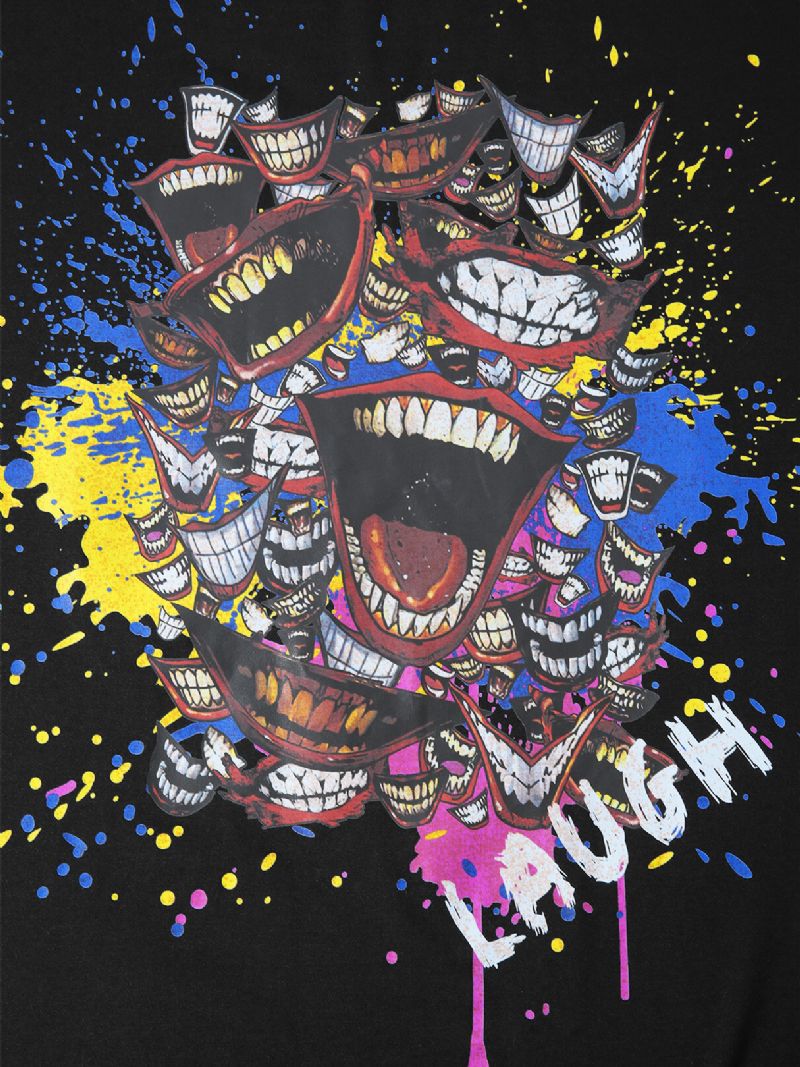 Herren-karikatur-bunter Clown-druck-straßen-graffiti-beiläufiges T-shirt