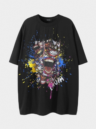 Herren-karikatur-bunter Clown-druck-straßen-graffiti-beiläufiges T-shirt