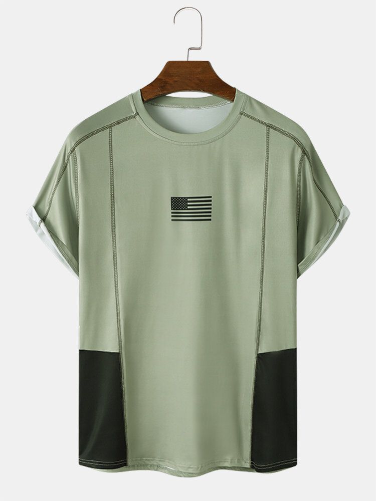 Herren Nationalflagge Naht Kurzarm Freizeit Alle Abgestimmten T-shirts