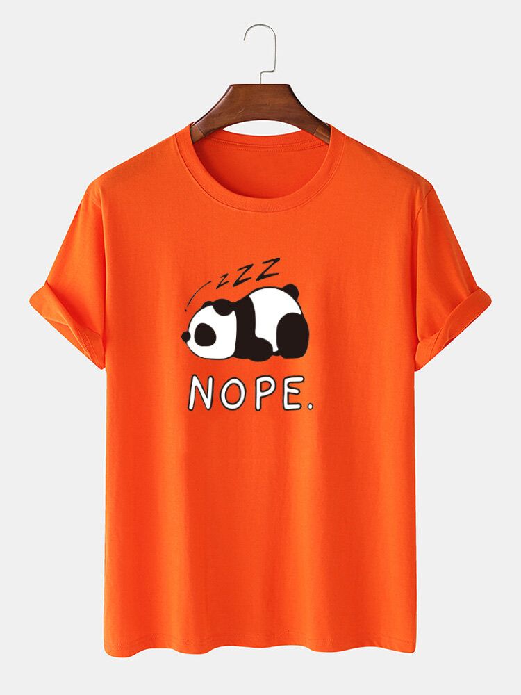 Herren Nope Panda Print 100 % Baumwolle Lockeres Lässiges Kurzarm-t-shirt