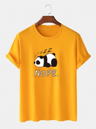 Herren Nope Panda Print 100 % Baumwolle Lockeres Lässiges Kurzarm-t-shirt