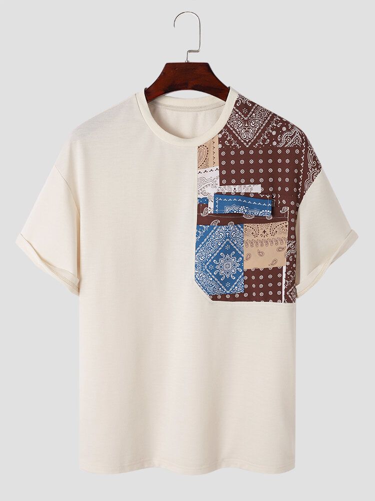 Herren Paisley Patchwork Stitching Leisure All Matched T-shirts