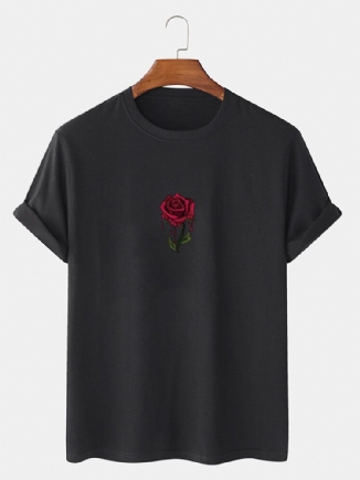 Herren-rose-grafiken 100 % Baumwolle Lässiges Kurzarm-t-shirt