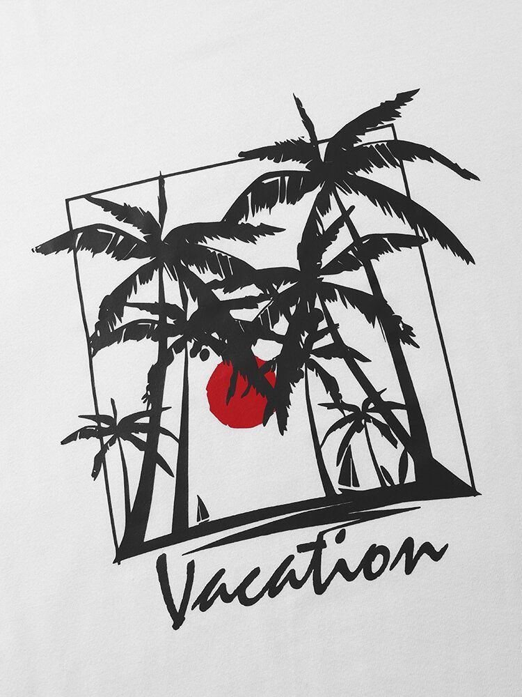 Herren Seaside Scenery Graphic Hawaii Style Weiches Atmungsaktives All Matched T-shirt