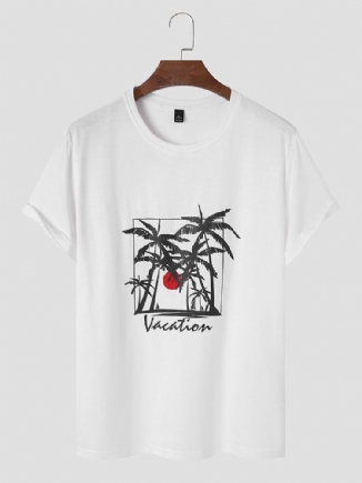 Herren Seaside Scenery Graphic Hawaii Style Weiches Atmungsaktives All Matched T-shirt