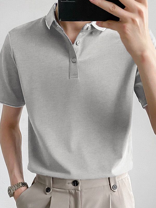 Herren Slim Contrast Color Casual Slim Fit Basic Golf Tennis T-shirt