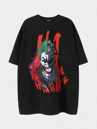 Herren T-shirt Aus 100 % Baumwolle Mehrfarbiger Clown-print Rundhalsausschnitt Lockere Passform