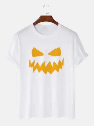 Herren-t-shirt Aus 100 % Baumwolle Mit Halloween-thema Und Grimasse-print