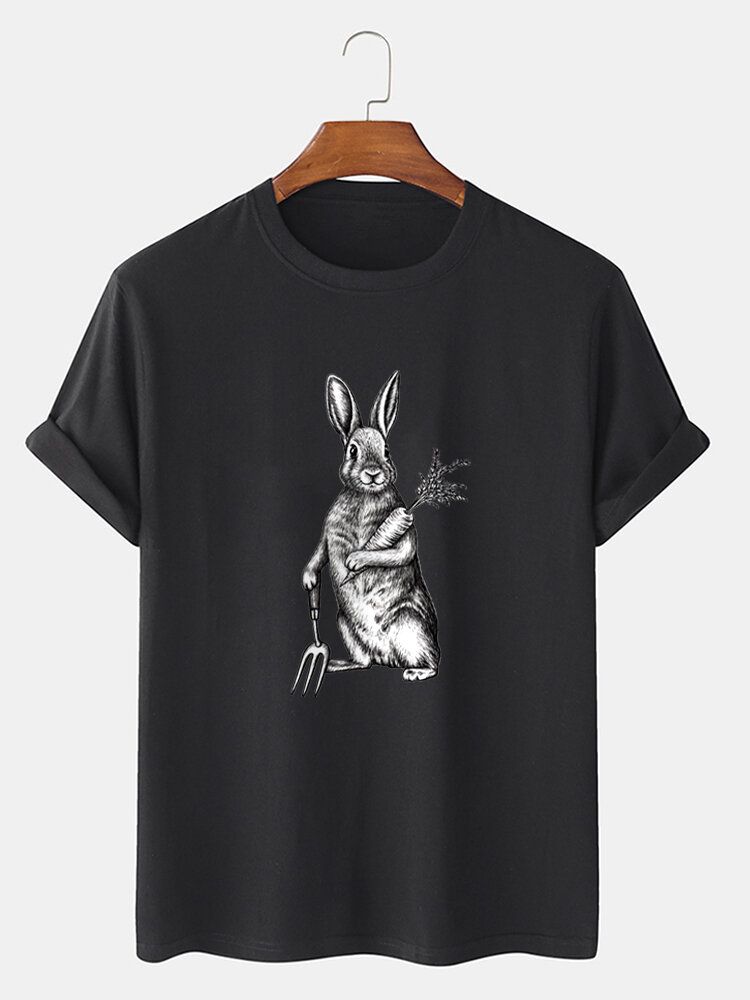 Herren-t-shirt Aus 100 % Baumwolle Mit Osterhasen-karotten-grafik Kurzärmlig