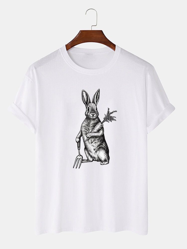 Herren-t-shirt Aus 100 % Baumwolle Mit Osterhasen-karotten-grafik Kurzärmlig