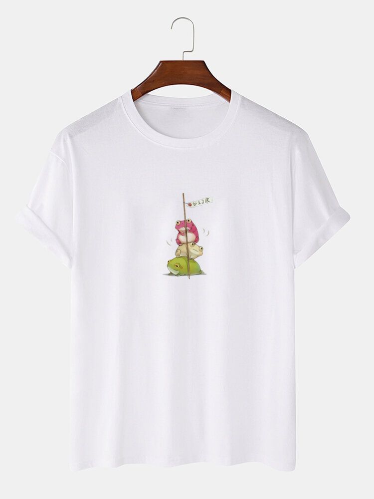 Herren-t-shirt Mit Cartoon-frosch-grafik 100 % Baumwolle Lässig Kurzärmlig