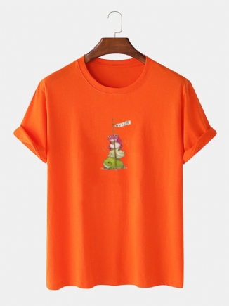 Herren-t-shirt Mit Cartoon-frosch-grafik 100 % Baumwolle Lässig Kurzärmlig