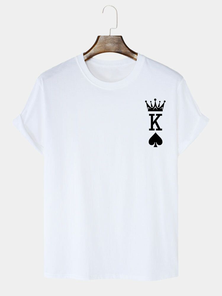 Herren-t-shirts Aus 100 % Baumwolle Mit Crown King Of Spades Poker-print