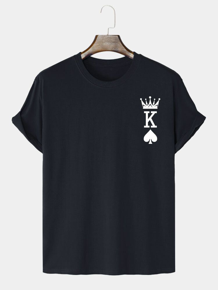 Herren-t-shirts Aus 100 % Baumwolle Mit Crown King Of Spades Poker-print