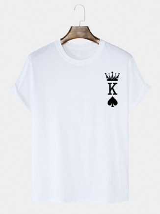 Herren-t-shirts Aus 100 % Baumwolle Mit Crown King Of Spades Poker-print