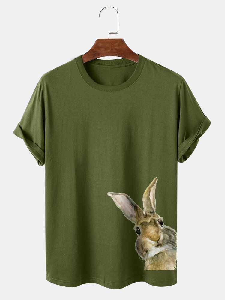 Herren-t-shirts Aus 100 % Baumwolle Mit Seitlichem Osterhasen-print