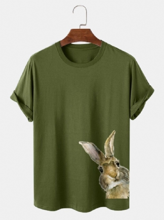 Herren-t-shirts Aus 100 % Baumwolle Mit Seitlichem Osterhasen-print