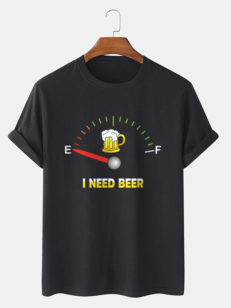 Kurzärmliges Baumwoll-t-shirt Mit Aufdruck „beers Fuel Meter“ Für Herren