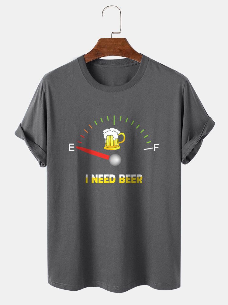 Kurzärmliges Baumwoll-t-shirt Mit Aufdruck „beers Fuel Meter“ Für Herren