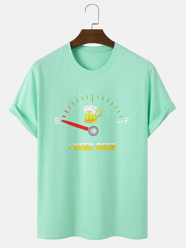 Kurzärmliges Baumwoll-t-shirt Mit Aufdruck „beers Fuel Meter“ Für Herren