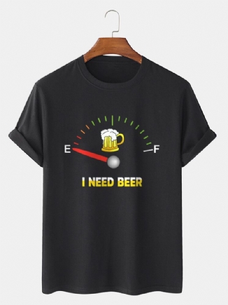 Kurzärmliges Baumwoll-t-shirt Mit Aufdruck „beers Fuel Meter“ Für Herren