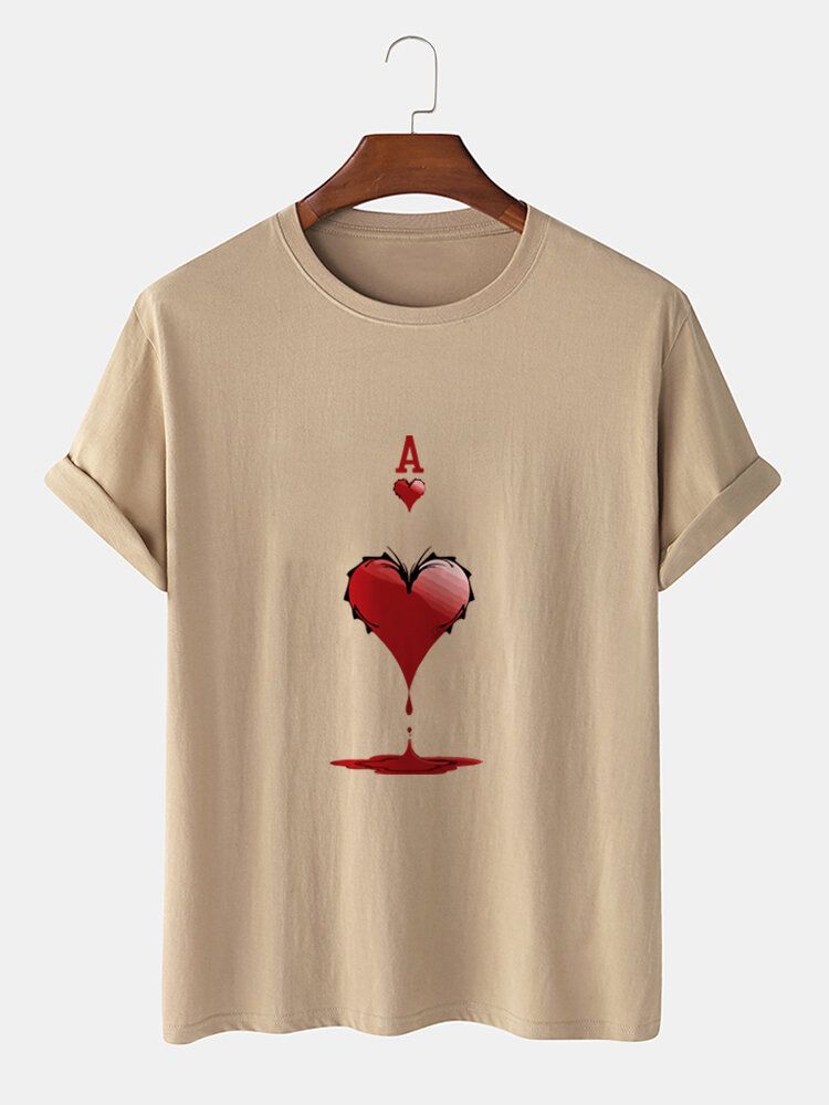 Kurzärmliges Herren-t-shirt Aus 100 % Baumwolle Mit Herz-ass-poker-aufdruck