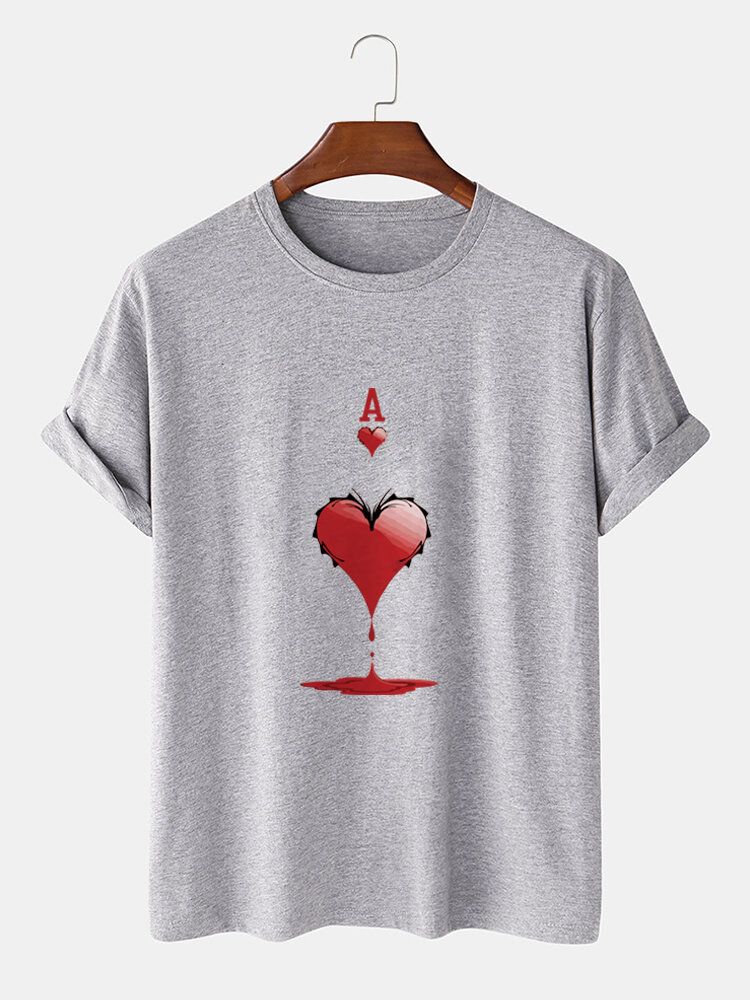 Kurzärmliges Herren-t-shirt Aus 100 % Baumwolle Mit Herz-ass-poker-aufdruck