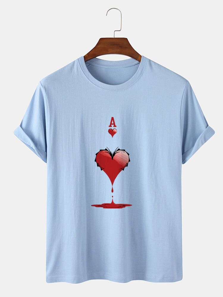 Kurzärmliges Herren-t-shirt Aus 100 % Baumwolle Mit Herz-ass-poker-aufdruck