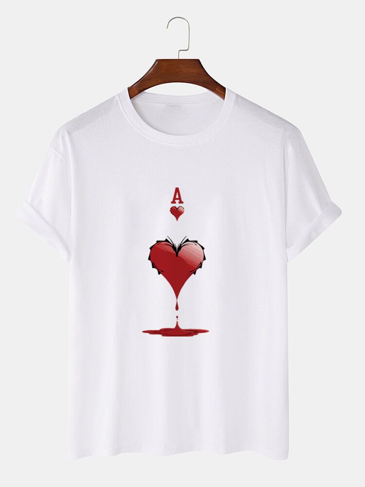 Kurzärmliges Herren-t-shirt Aus 100 % Baumwolle Mit Herz-ass-poker-aufdruck