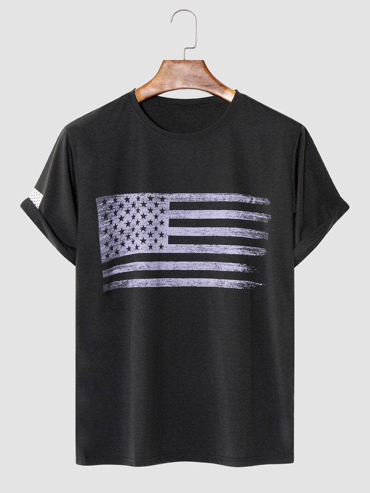 Kurzärmliges O-ausschnitt Mit Flaggenmuster Für Herren Weiches Atmungsaktives Hautfreundliches T-shirt