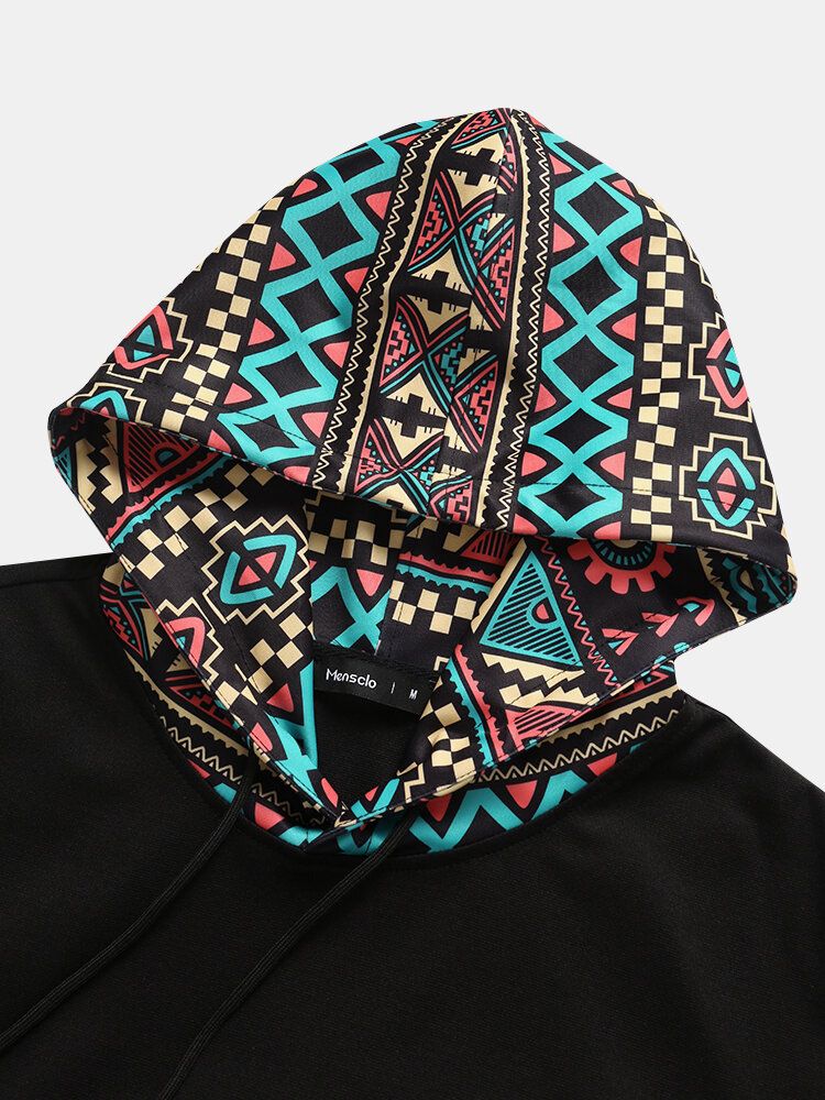 Kurzärmliges Patchwork-t-shirt Mit Tribal-muster Und Geometrischem Muster Für Herren