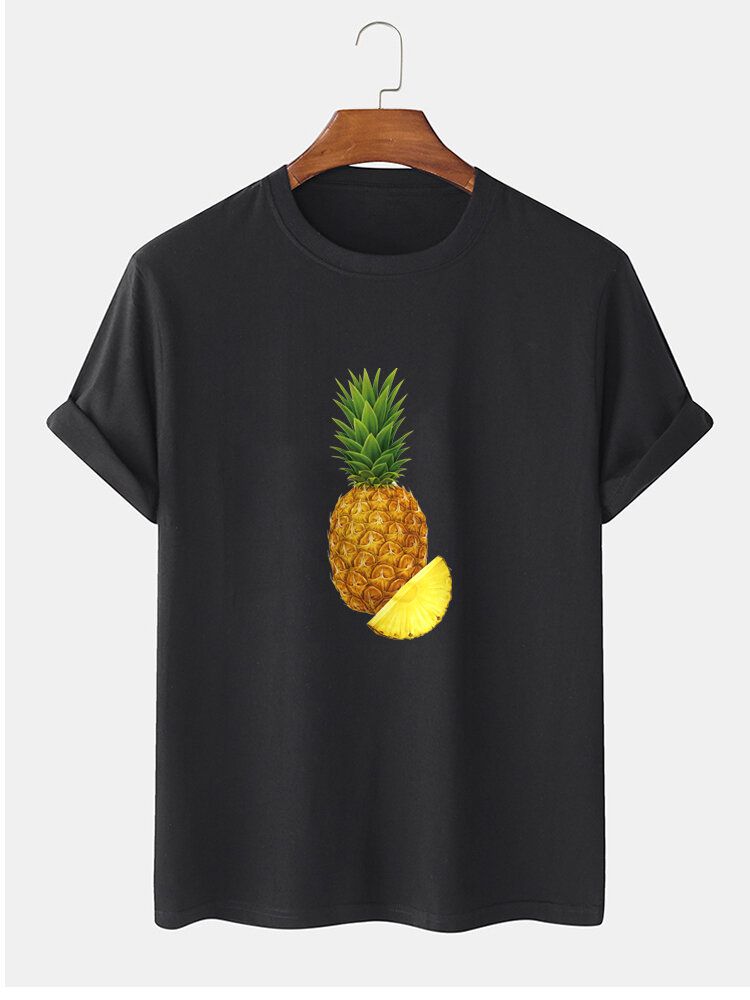 Kurzärmliges Rundhals-t-shirt Aus 100 % Baumwolle Mit Ananas-print Für Herren