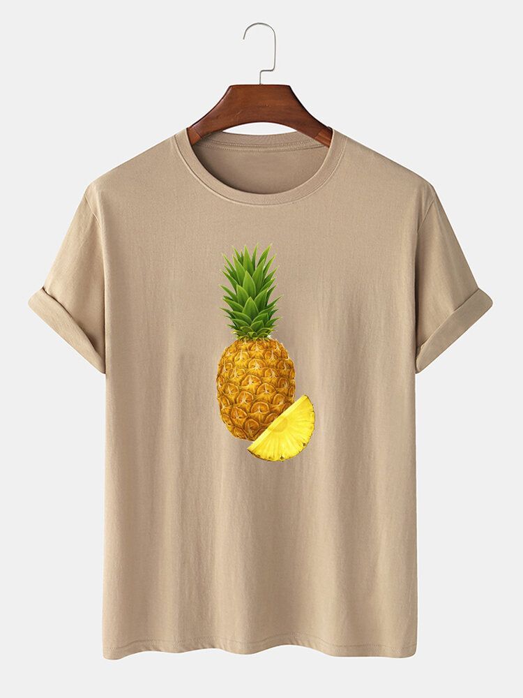 Kurzärmliges Rundhals-t-shirt Aus 100 % Baumwolle Mit Ananas-print Für Herren