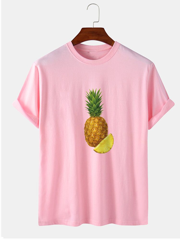 Kurzärmliges Rundhals-t-shirt Aus 100 % Baumwolle Mit Ananas-print Für Herren