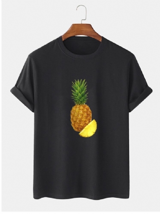 Kurzärmliges Rundhals-t-shirt Aus 100 % Baumwolle Mit Ananas-print Für Herren